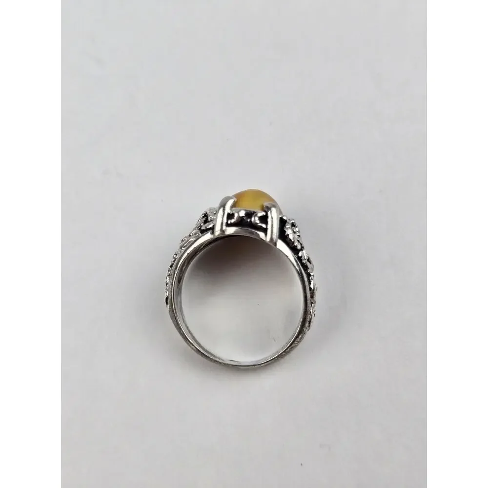 Men's Tiger's Eye sterling silver ring Medieval design Size 9.5 Tribal